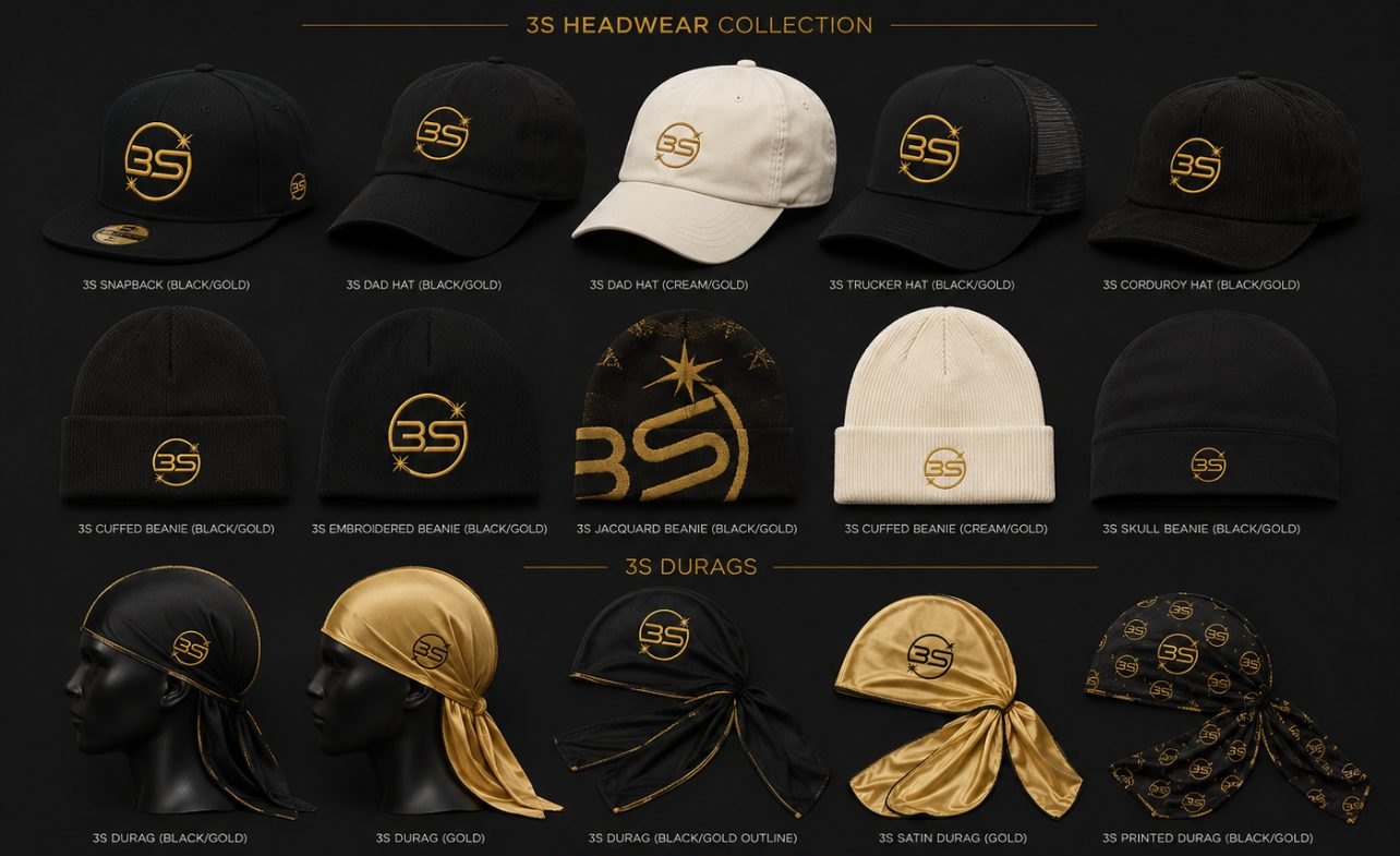 3S headwear: caps, beanies and durags